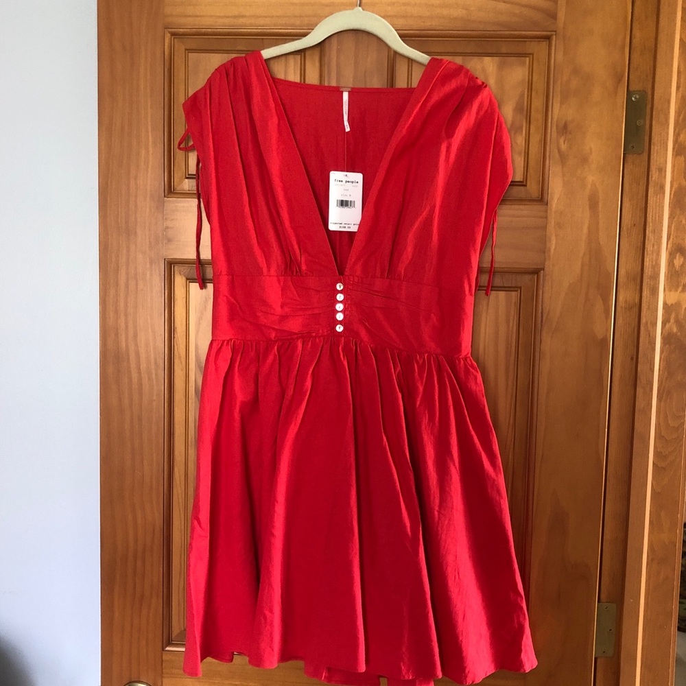 Free People Red Plunge Dress